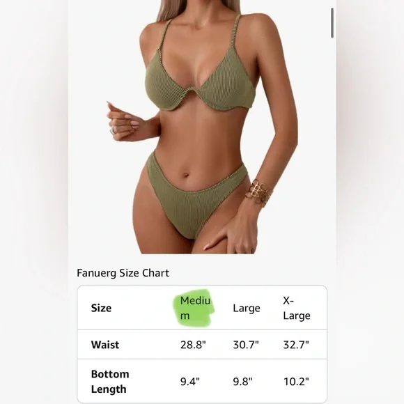 Bikini Cheeky High Cut Size Medium NWOT (liner in bottoms) - Picture 4 of 10